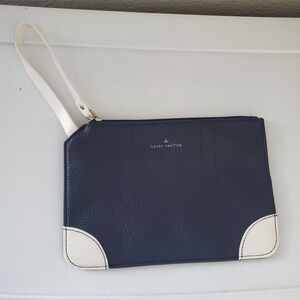 Globe-Trotter for ANA Navy Blue Wristlet Pouch Geometric Lining Travel Clutch